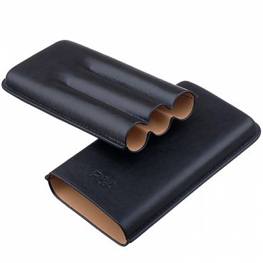 Чехол P&A на 3 сигары, кожа T1348-Black