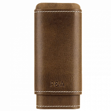 Чехол P&A на 3 сигары Черчилль, натуральная кожа и кедр T1067-Cognac