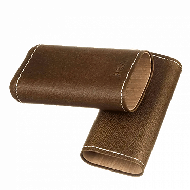 Чехол P&A на 3 сигары Черчилль, натуральная кожа и кедр T1067-Cognac