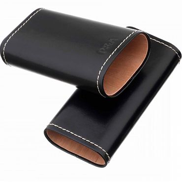 Чехол P&A на 3 сигары Черчилль, натуральная кожа и кедр T1067-Black