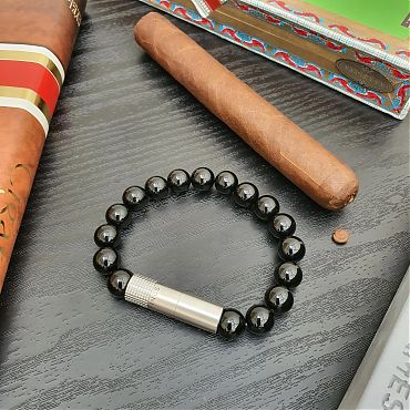 Браслет с пробойником для сигар SOLO STEEL ONYX 10 mm 