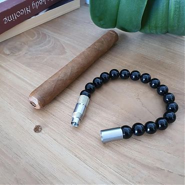 Браслет с пробойником для сигар SOLO STEEL ONYX 10 mm 