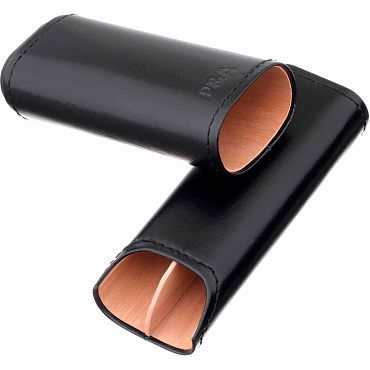 Чехол P&A на 2 сигары Робусто, кожа и кедр T1105-Black